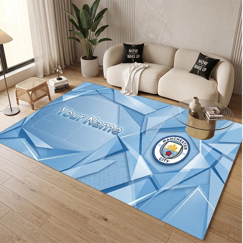 Personalisierter Kristall-Samt-Teppich Manchester City Muster Rutschfester Bodenläufer