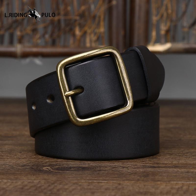 Korean Style Personality Fashion Genuine Leather Pin Buckle Pure Copper Men's Belt Men's Pure Cowhide Versatile Retro Belt
