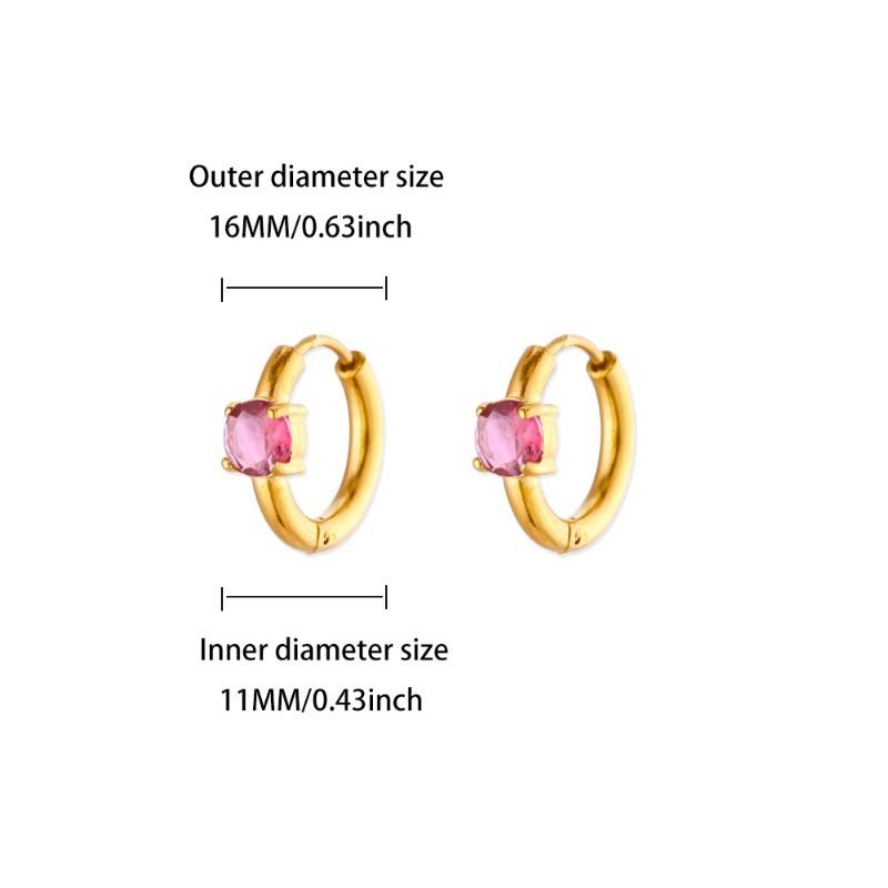 Hot Sale Fashion December Colored Birthstone Earrings Ladies Gold Stainless Steel Premium Earrings Temperament