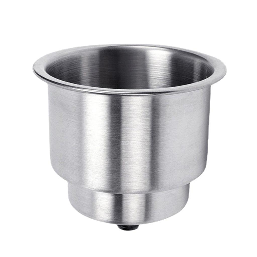 Upgraded Stainless Steel Cup Drink Holder with DrainMounting Gasket & Internal Pad for Marine Boat RVs Camper 4-piece