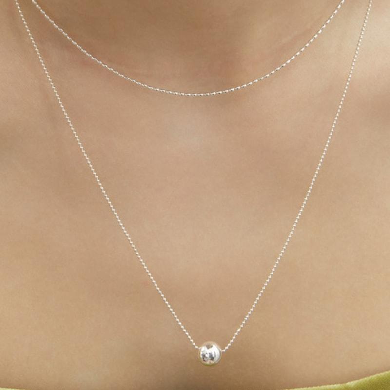 LUNNE Silver 925 8mm Ball Drop Long Necklace #LSN57