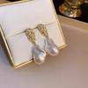 Baroque Natural Pearl Earrings Women's French Retro Temperament Stud Earrings Niche High-end Light Luxury Handmade Ear Jewelry