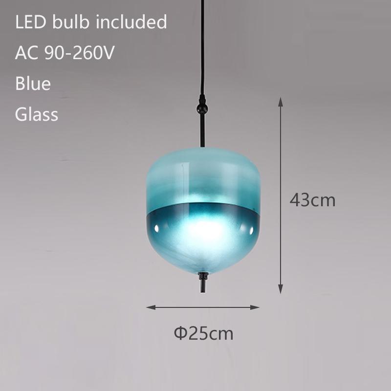 Nordic Creative Blue Glass Pendant Light Gradient Glass Pendant Light Hotel Lighting Bar Restaurant Decoration LED Lights