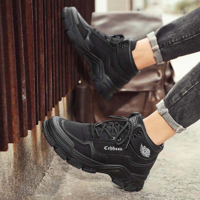 Loafers Round Toe Casual Sneaker Fashion Ankle Boots Men's Autumn Sneakers Leather Platform Sports High-top Sports and Leisure