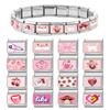 New Pink Y2K Strawberry Cherry Heart Cat Dog Flower Bow Italian Charm Links Fit 9mm Stainless Steel Bracelet Women DIY Making