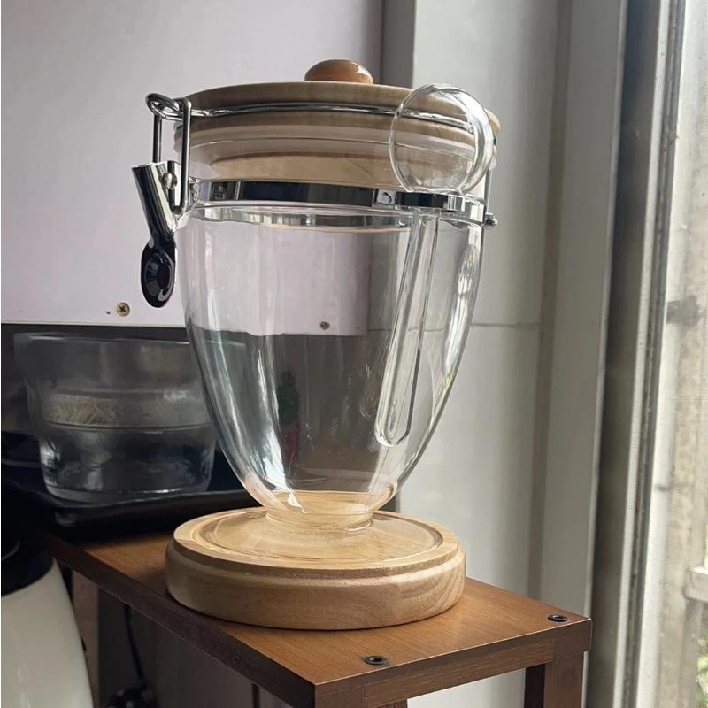 Transparent Plastic Kitchen Coffee Bean Cup – Airtight Sealed Storage Jar Container