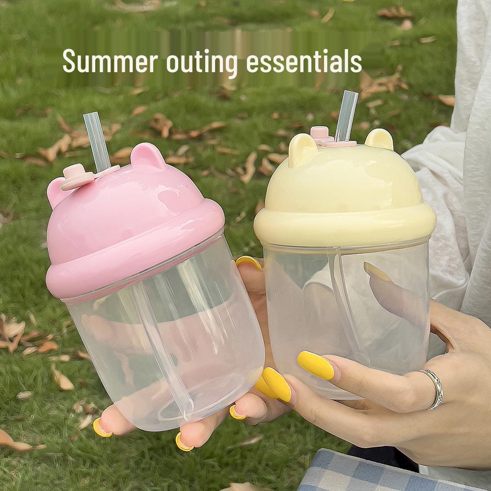 Kids' Cute Portable Mini Straw Cup - Chubby PP Design with Printed Logo
