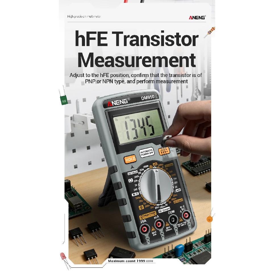ANENG DM950 Multimeter Voltage Current Digital Tester High Precision hFE Transistor Capacitance Detected For Electrician Tools