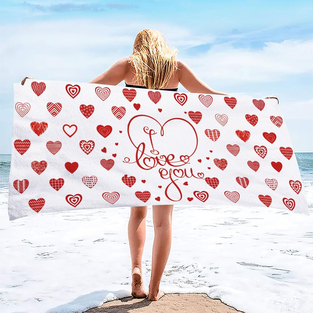 pink heart Print Towel Sport Quick-Drying Super Absorbent Camping Towel Super Soft Lightweight Gym Swimming Yoga Beach Towel