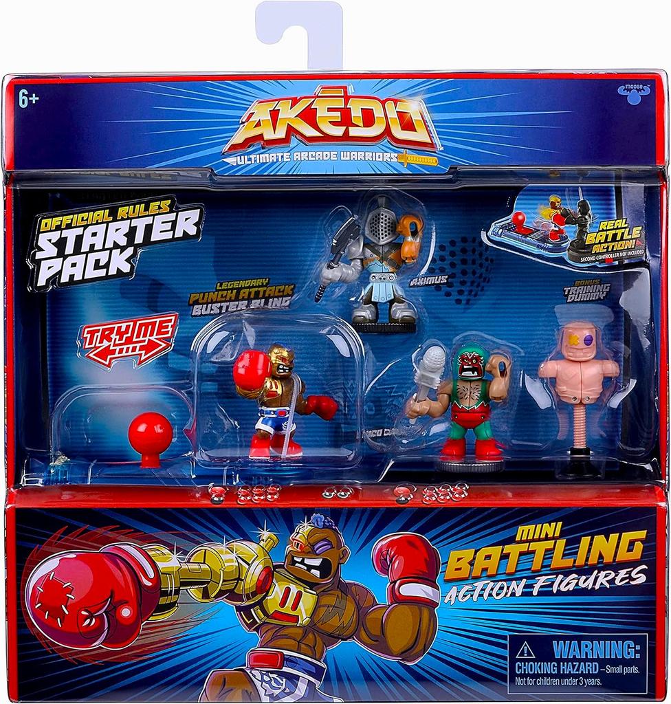 AKEDO Ultimate Arcade Warriors Mini Battling Figure Starter Pack Busterbring Loco Grande Training AKEDO Arcade Game Toy STARTER PACK (Aximus & & &