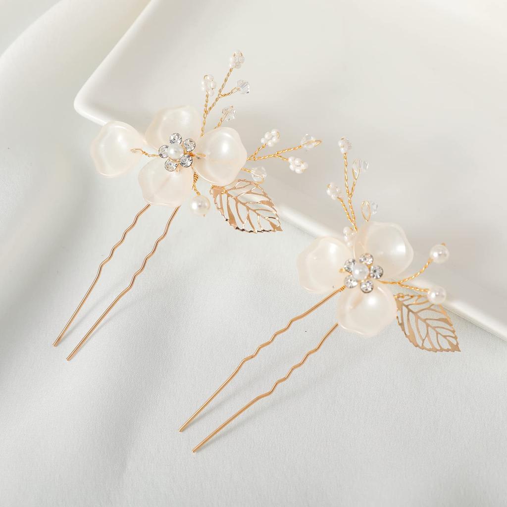 Haodeliy Hair Ornament Headpiece Set with Comb and Handmade Bridal Hair Wedding Flower Hair Perfect for Entrance and Suitable for Kimono 3-Piece