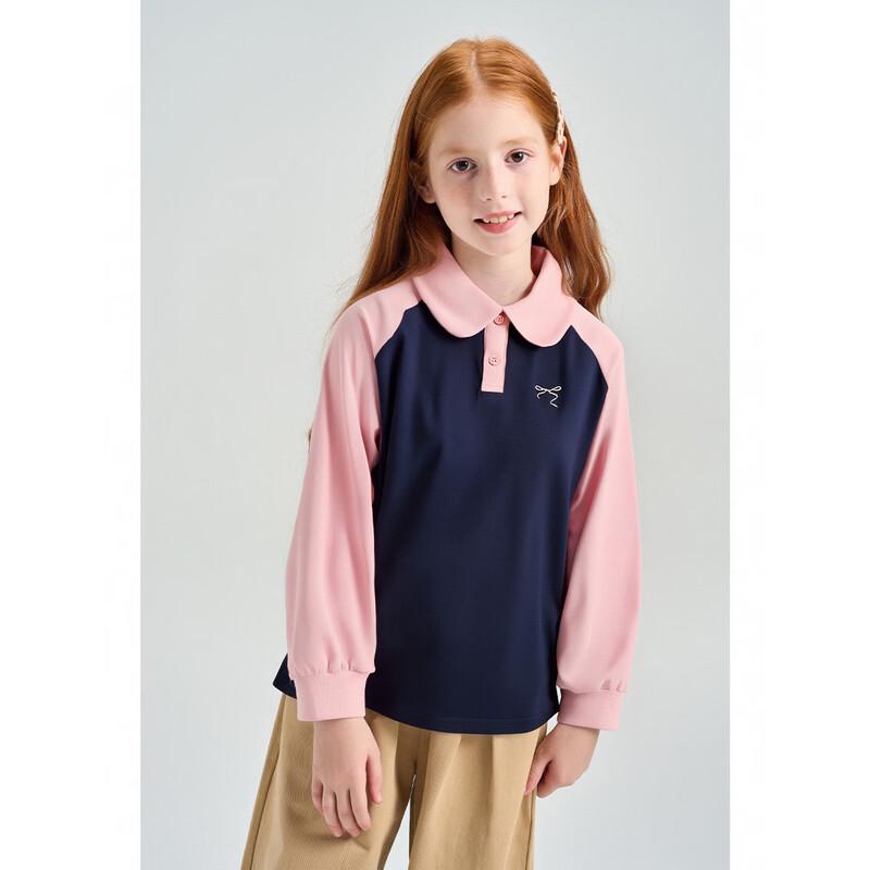 Girls  7A Antibacterial Cotton Long Sleeve Sports Polo Top 160
