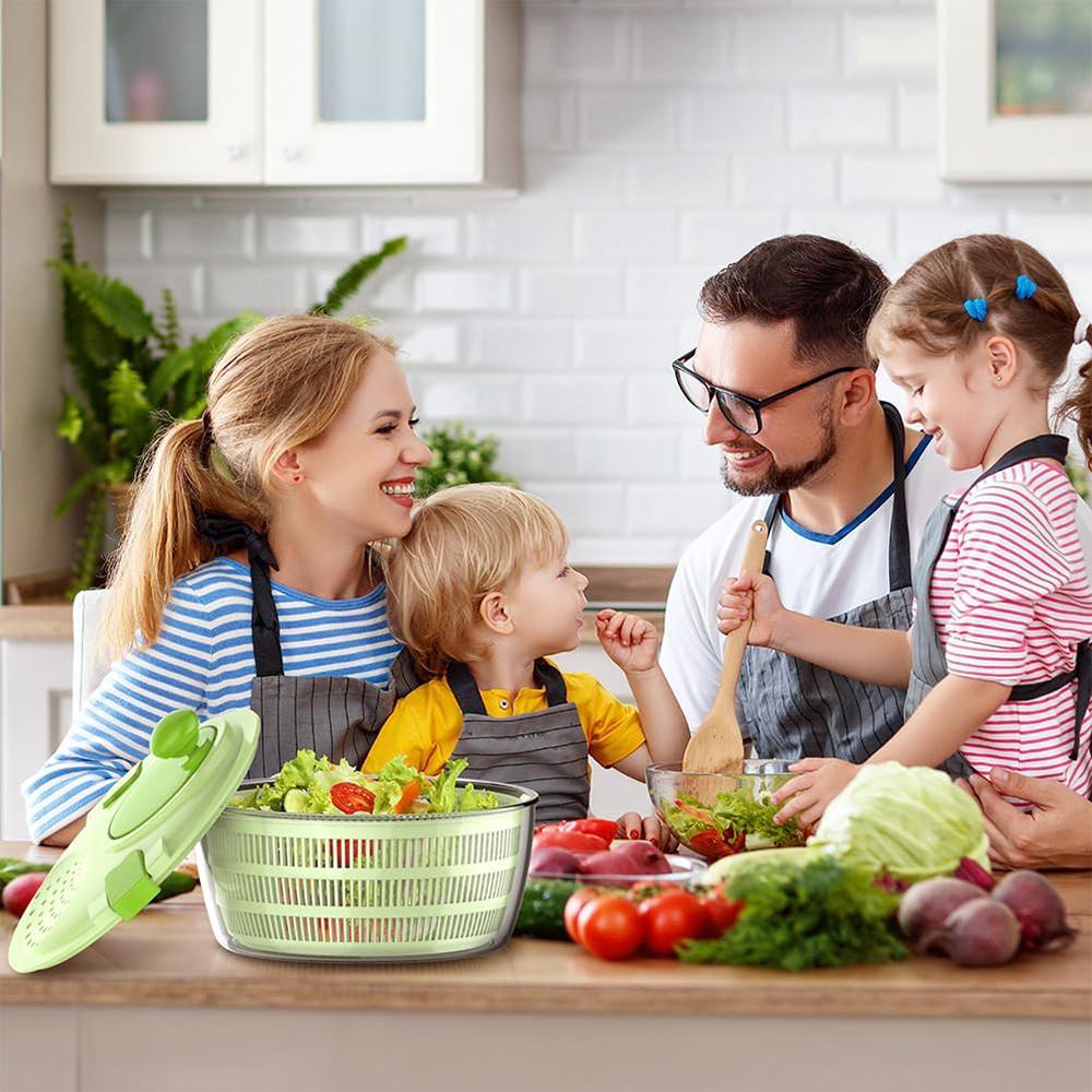 LMETJMA Quick Dry Salad Spinner 4.2L Salad Washer Labor Saving Lettuce Spinner Multiple Water Outlet Lettuce Drainer