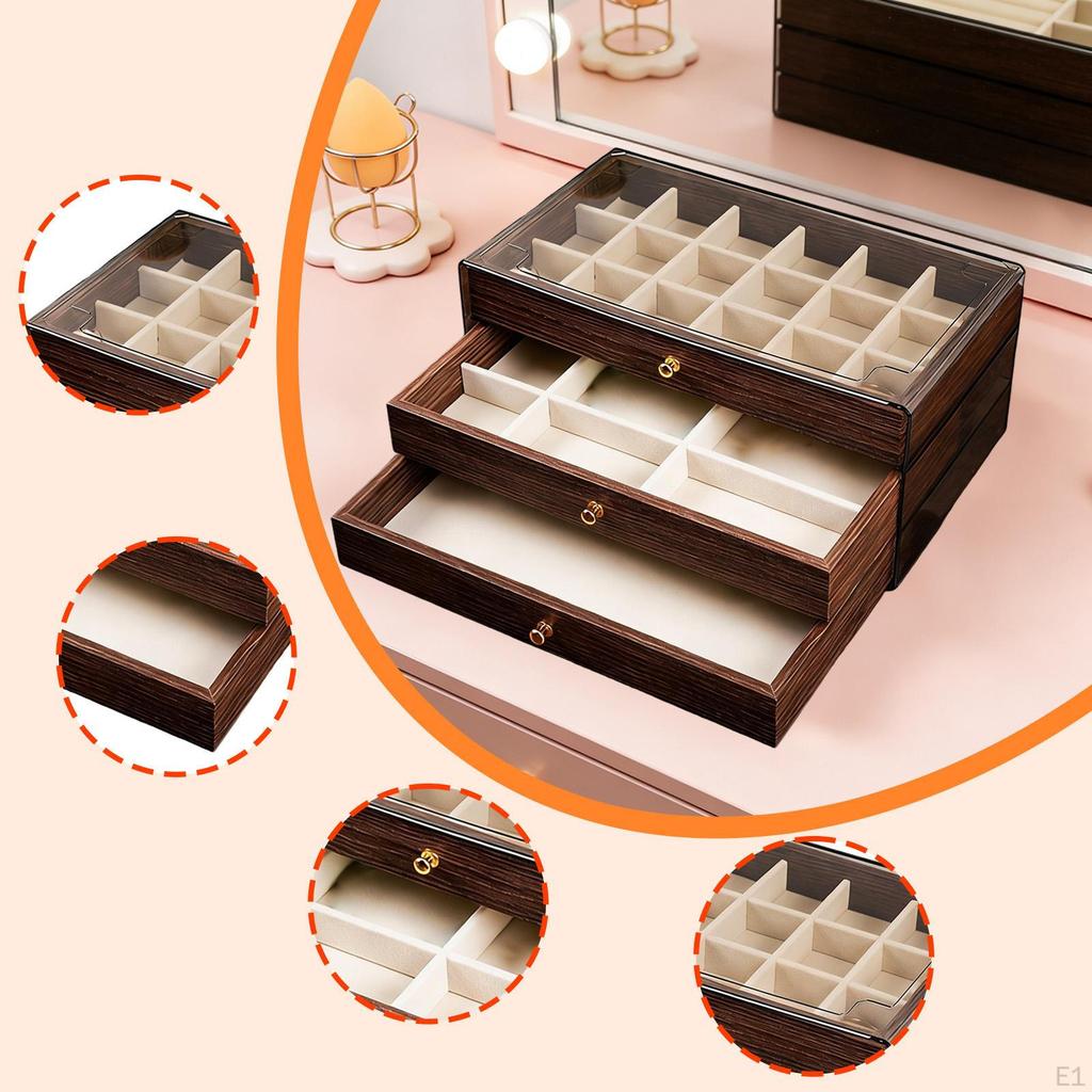 Box, Versatile In Its Use, with Soft Lining And Compartments, Including A Tray for Necklaces, Rings