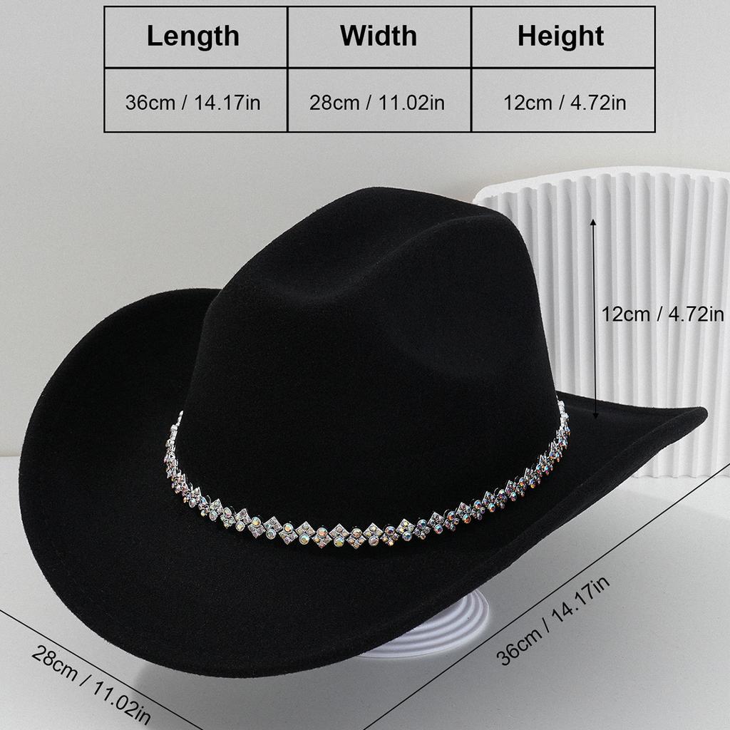 New light luxury top hat British cowboy hat Rhinestone gemstone accessories hat strap hat Panama hat