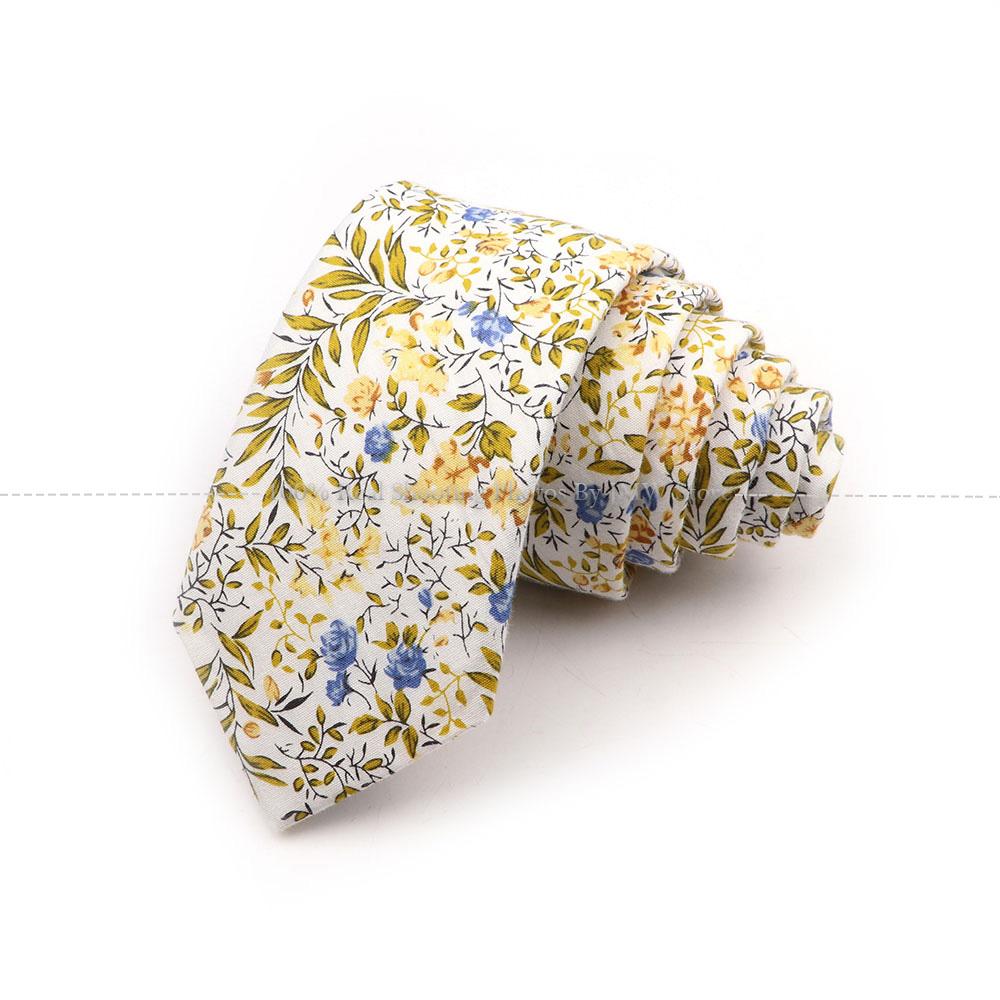 New Chic, Blumenkrawatte, 100 % Baumwollkrawatte, für Männer, helle Farbe, lässige schmale Krawatte, Hochzeitsfeier