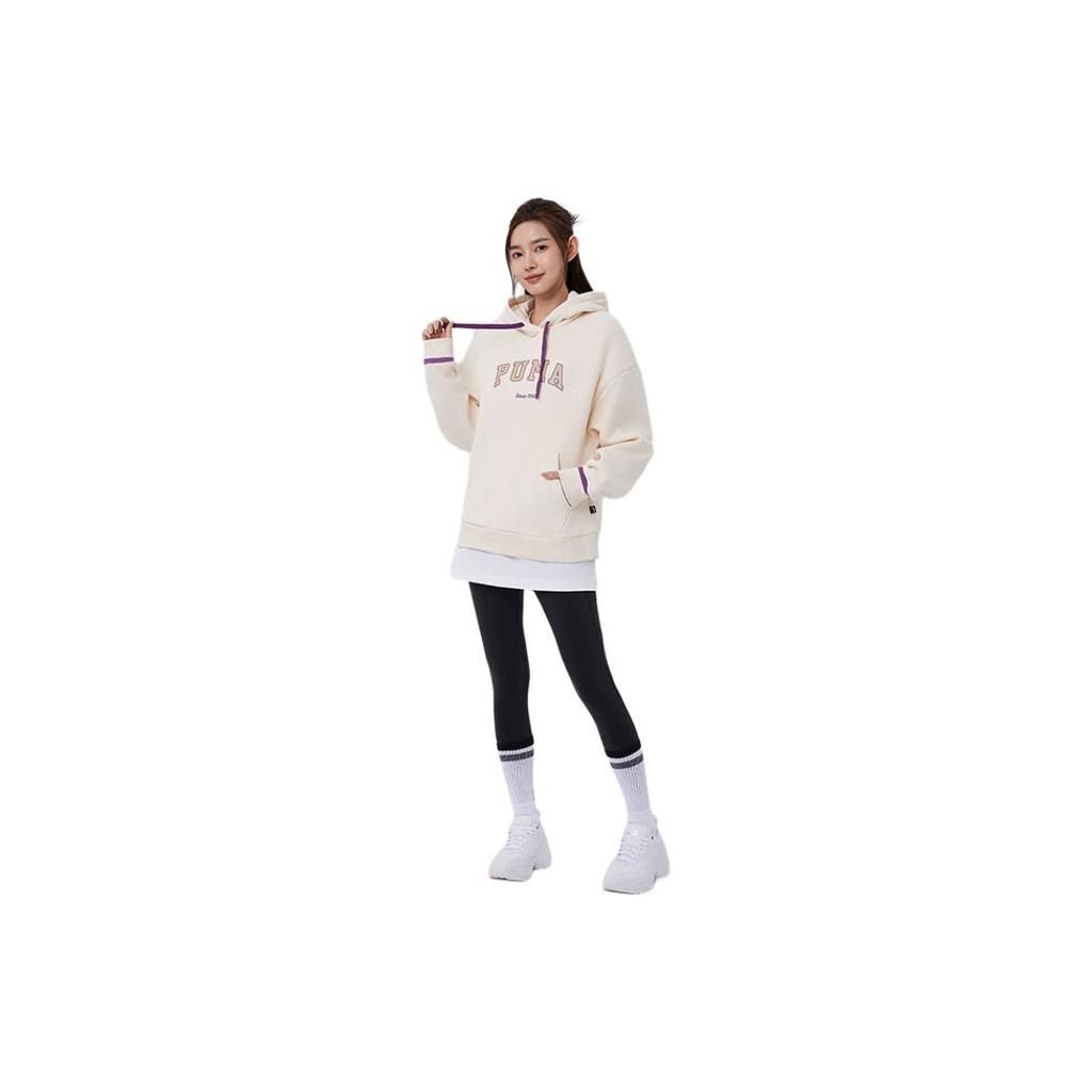 Puma Varsity 2.0 Hoodie Casual Pullover Long Sleeve Sweatshirt Women Hoodies Almond 686189-87