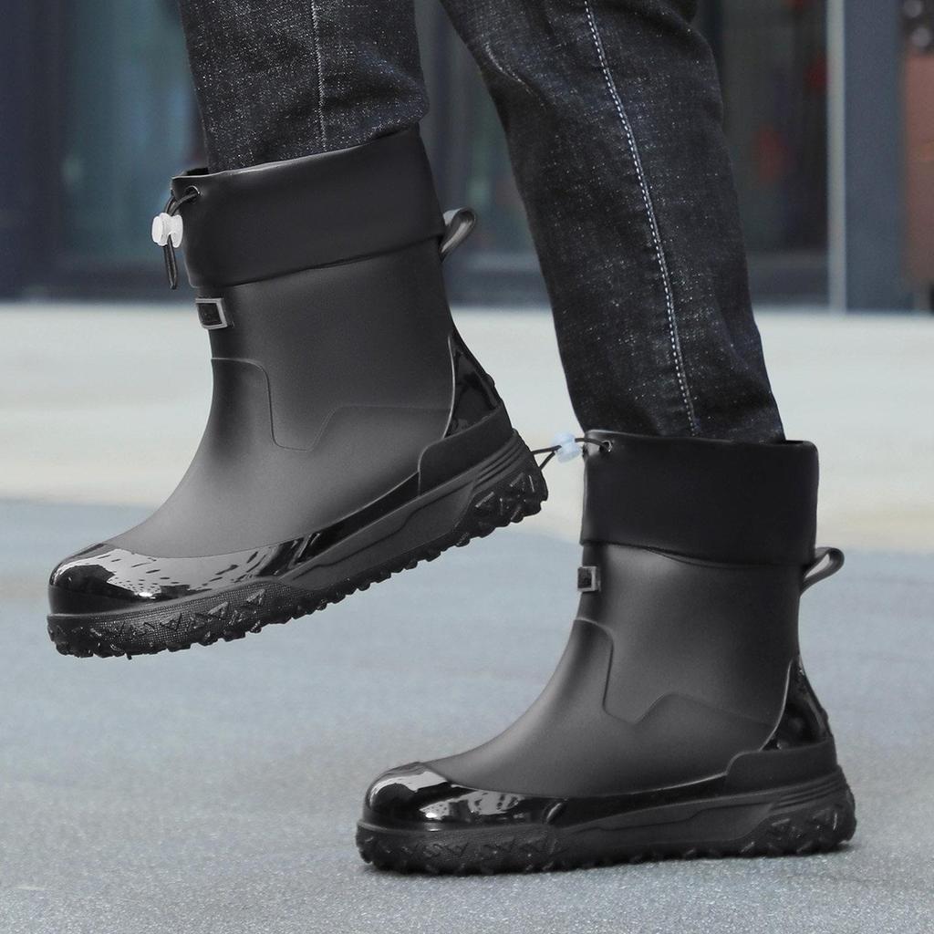 Fishing Water Shoes for Men Waterproof Anti-slip Wear-resistant Rain Boots Rain Shoes Style Kitchen Work Rubber Shoes