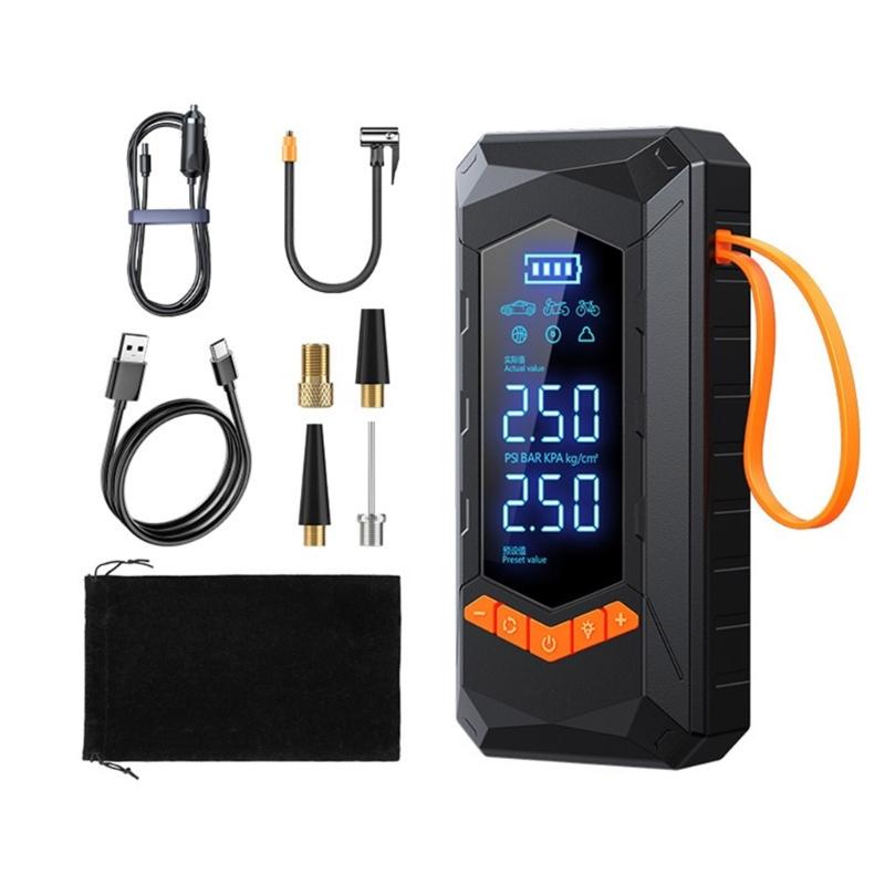 

Electrical Intelligent Wireless Tire Inflator Air Compressor for Car Motorbike Tyre Inflatable Pump with Emergency Light 1