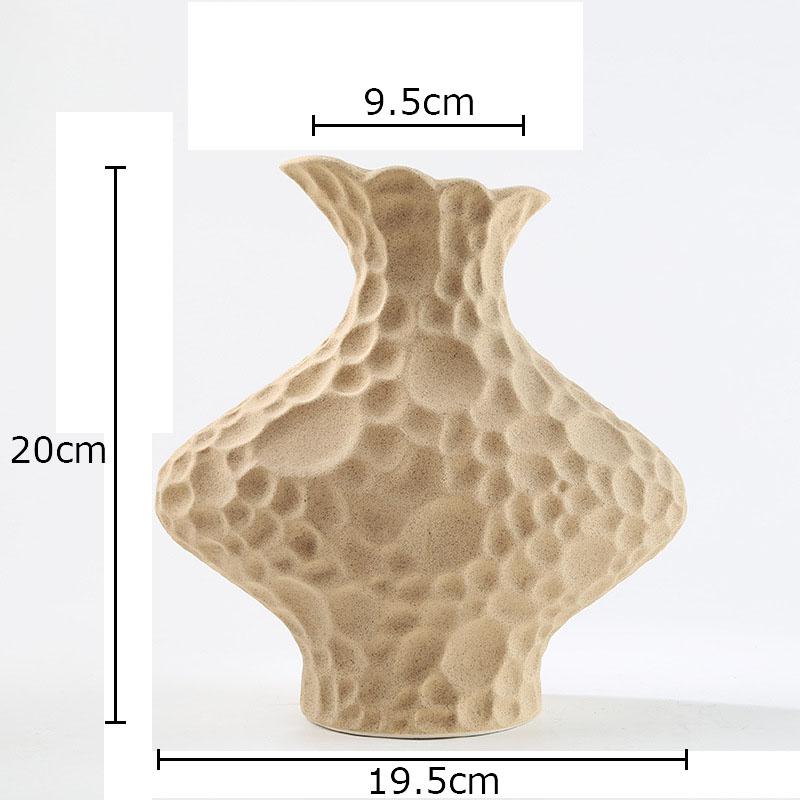 Creative Frosted Wrinkle Ceramic Vase Artificial Floral Decorative Flower Pots Desk Decoration Flowers Arrangement Modern Decor