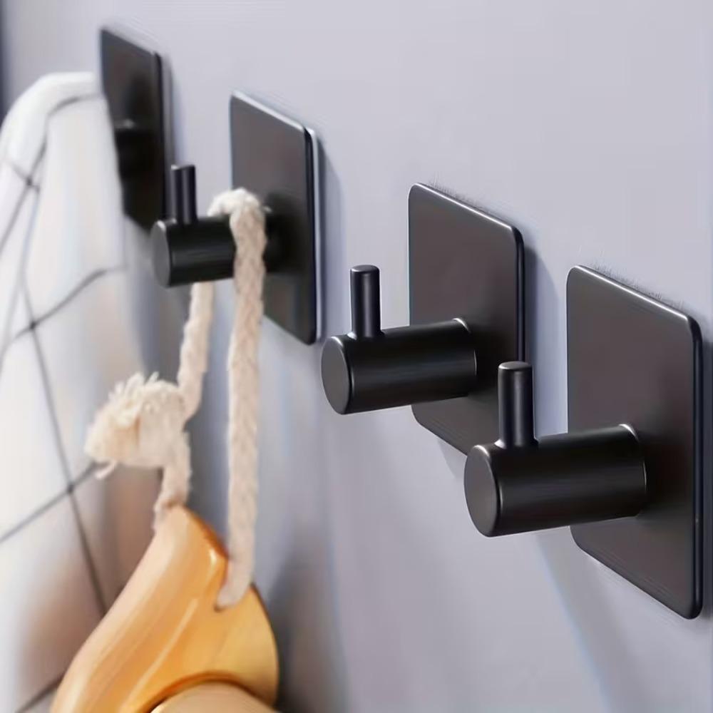 5Pcs Stainless Steel Adhesive Hooks Heavy Duty Wall Hooks Waterproof Towel Coat Hangers for Bathroom Kitchen