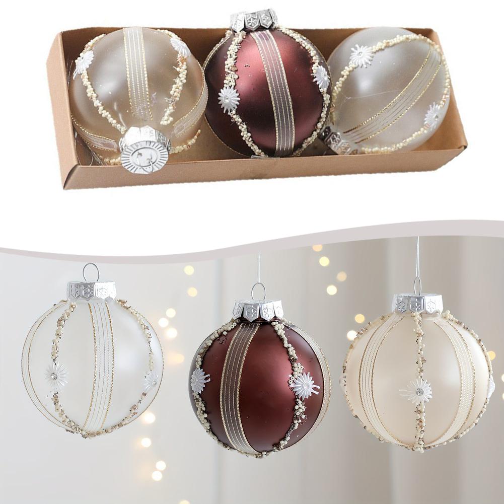 3 Pack Christmas Balls For Tree Hanging Decoration Ornaments 8cm Shatterproof Plastic Suitable For Holiday And Event Use
