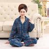 Middle-aged women's 100% pure cotton pajamas women's summer long-sleeved pajamas middle-aged and elderly mother loungewear thin suit