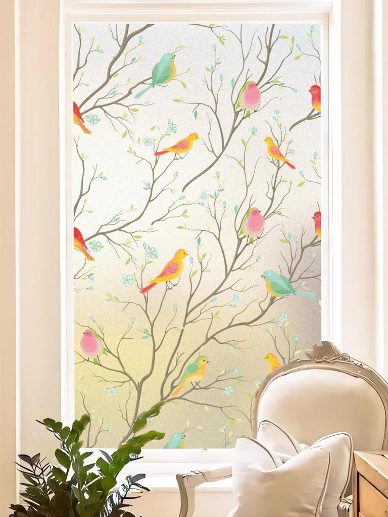 Stained Frosted Glass Window Film - Static Cling UV Blocking Thermal Insulation Privacy Cover for Bathroom Front Door Glass