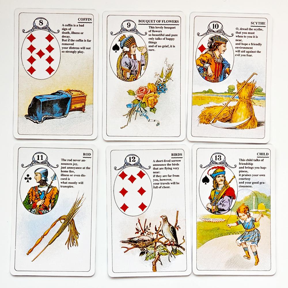 9*6cm Mlle Lenormand Deck 36 Cards Esoteric Fortune Telling Printed on 350GSM Double-embossed Cardstock