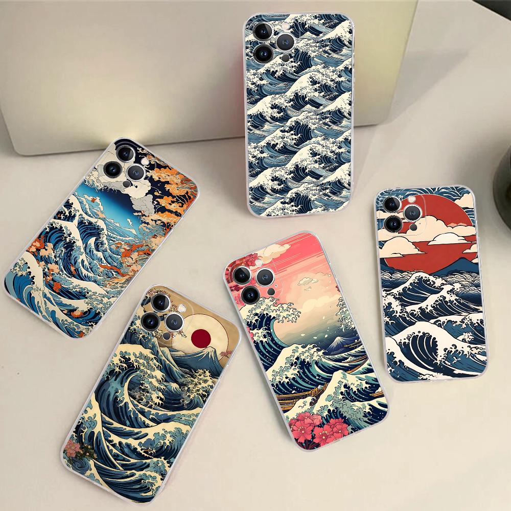 Kanagawa Great Wave Anime Phone Case For IPhone 16 15 14 13 12 Mini 11 Pro XS Max X XR SE 6 7 8 Plus Soft Silicone Cover