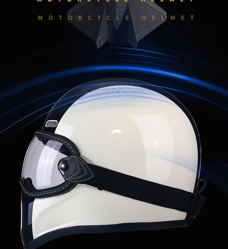 Retro Fiberglass Full-Face Motorcycle Helmet for Cruisers & Scooters - Unisex Design
