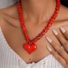 Choker Acrylic Love Heart Necklace Acrylic Sweater Chain Colorful Women Clavicle Necklace  Travel