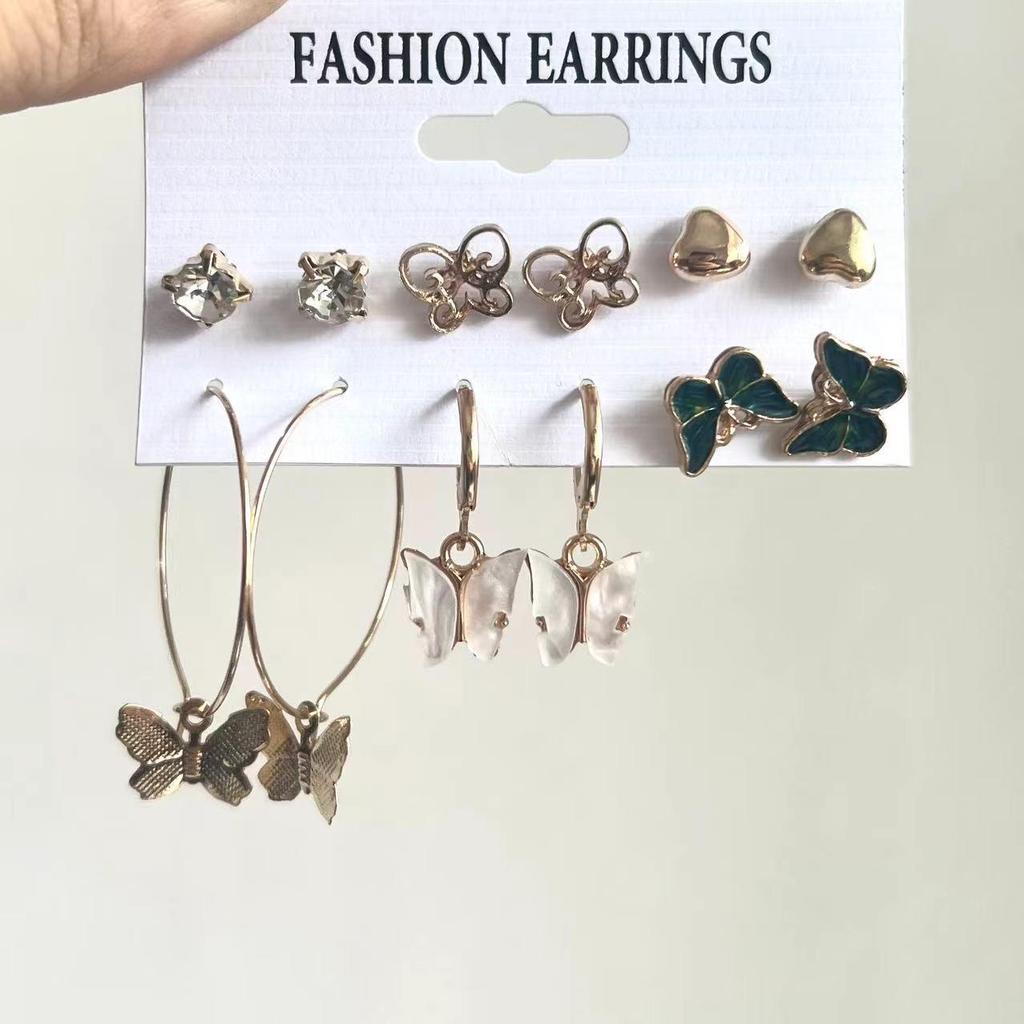 Gold-Pearl Punk Hoop Earrings Set for Women