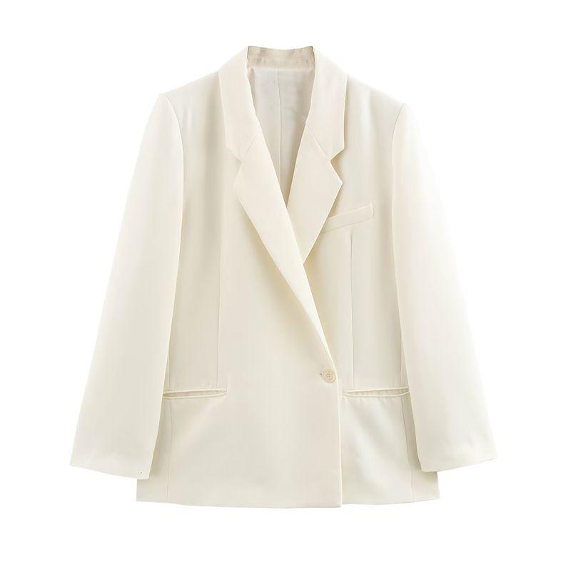 Kaslead New Women clothes Western Style Double Placket Loose Casual Blazer Outerwear 2010719