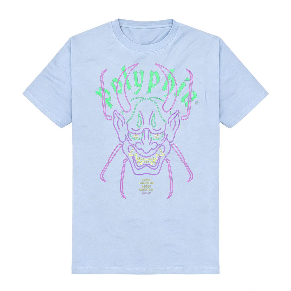 Polyphia Devils Cyberpunk Vaporwave Neon Line Print Black Cotton Tshirts Punk Fashion Round Neck Short Sleeve for Summer Unisex