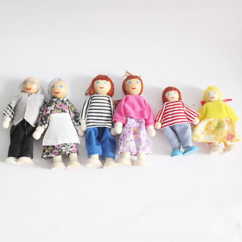Meble Drewniane dla Dzieci Miniaturowe Zabawki do Zabawy Mini Zestaw Lalek Figurki Rodzina Lalka Humanoidalna Dom Dzieci Chłopcy Dziewczynki Udawane Prezenty