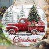 Hölzliches Weihnachtsschild mit klassischem rotem Pickup-Truck-Muster, warmes winterliches Weihnachtsornament zur Dekoration für Haustür/Wand, ideale Weihnachtsdekoration