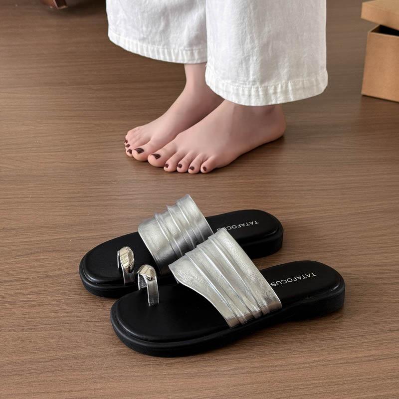 

Muffin thick-soled cover toe cool slippers outer wear women s shoes new summer beach casual versatile silver sandals 40 серебряный