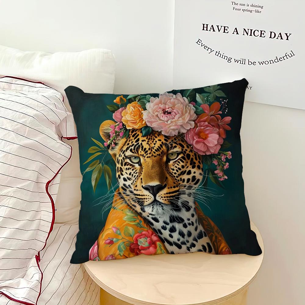 Comfortable Soft Fashion Pillow Case Wreath For Leopard Sofa Living Room Home Office Decor Portrait Goat With Europe And Protect