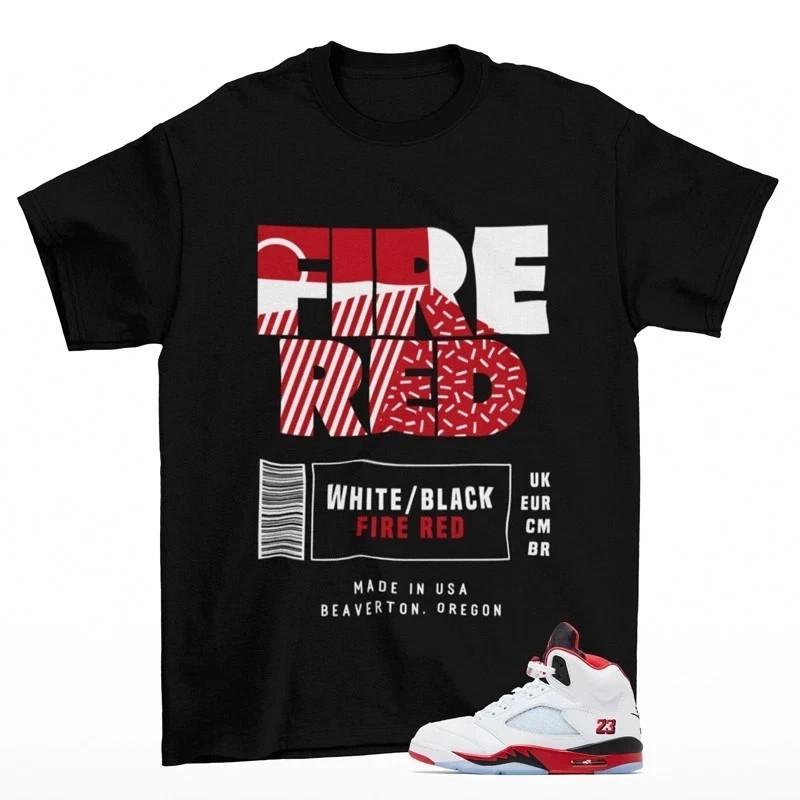 Box Label Sneaker Shirt Black to Match Retro Fire Red TRENDING Unisex T-Shirt S