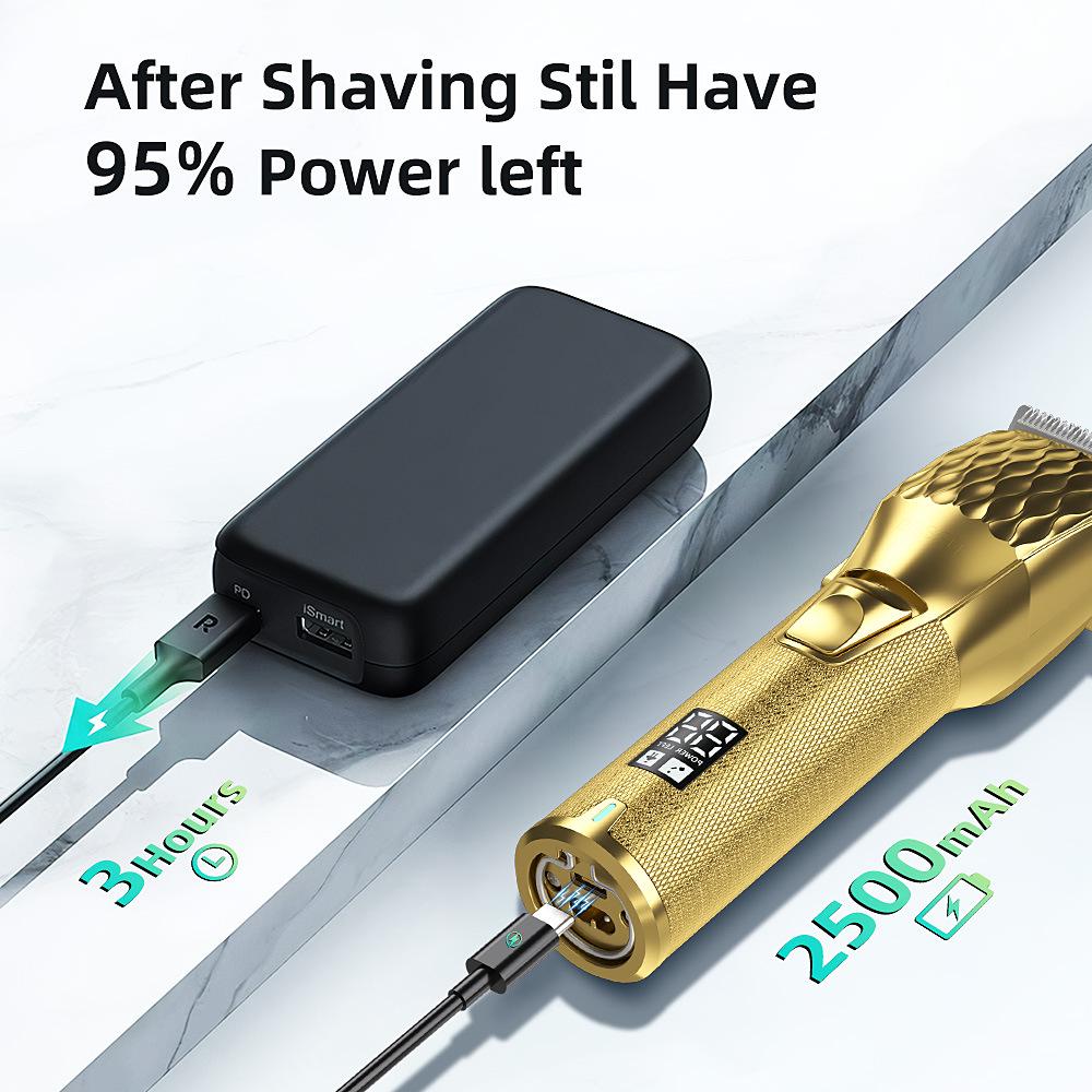 Multifunctional Digital Display Electric Hair Clipper: Barber-Grade Metal Oil Head Trimmer