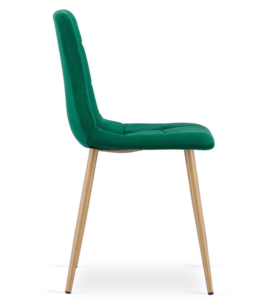 Kara Chair - Dark Green Velvet / Wood-Colored Legs X 2
