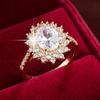 Vintage Trend Oval Set Zirconia Women's Ring Niche  Creative Holiday Party Jewelry Accessories Gifts