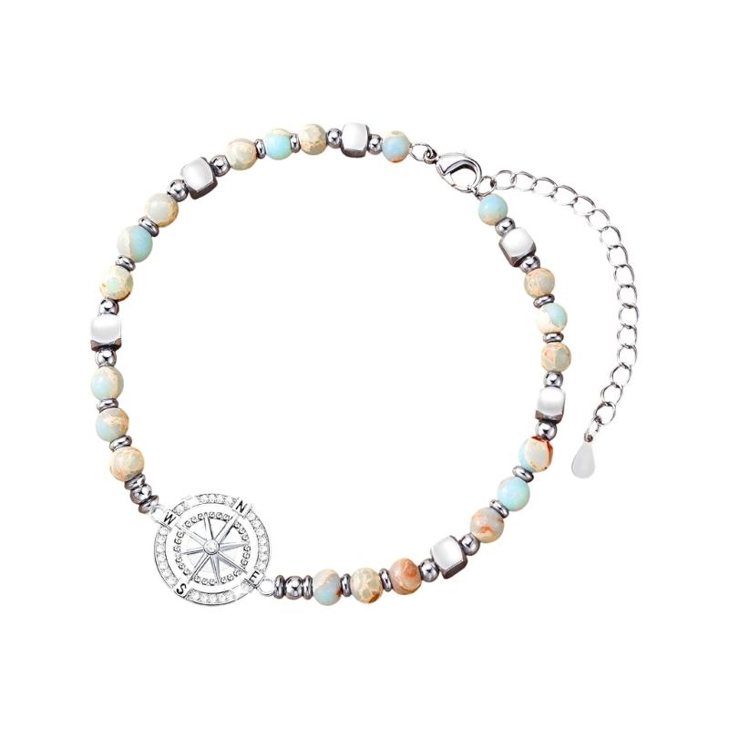 Trendy Navigation Themed Bracelet Silver Tone Stainless Steel Resin Lightweight For Exploration And Casual Outings