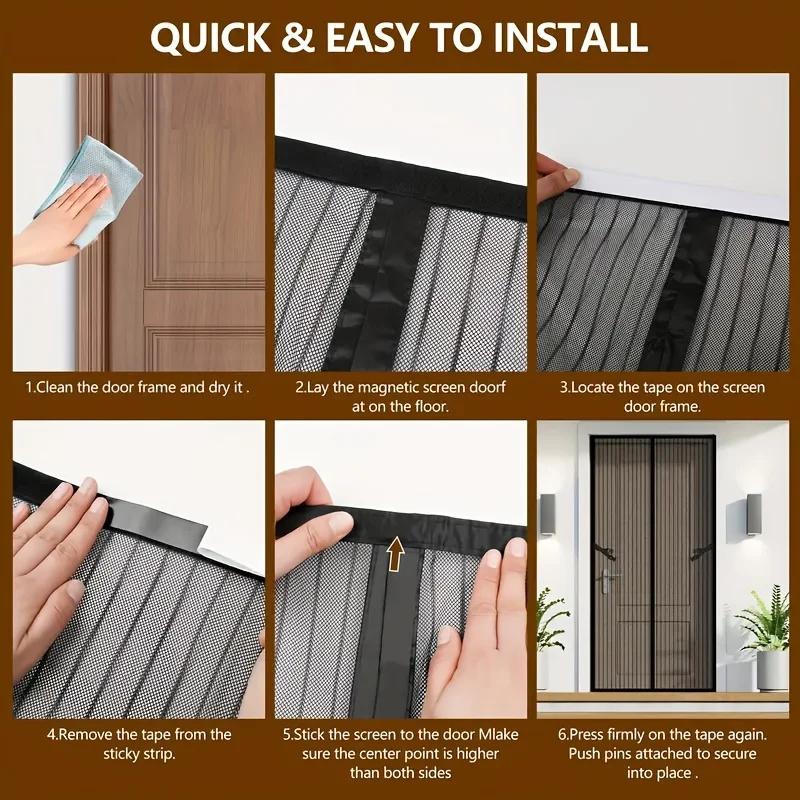 Side-Open Magnetic Door Curtain Summer Mosquito & Fly Proof Home No Punching Magnetic Screen Door Curtain Anti Mosquito Insect Fly Bug Door Curtain