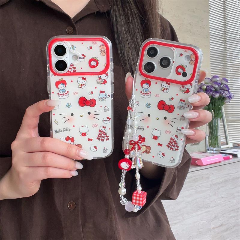 Korean Sweet Cat Chain Phone Case for iPhone 17/16 Pro Max/15/14
