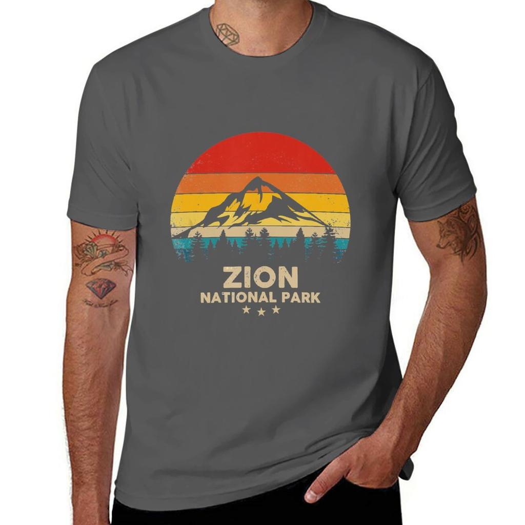 Vintage Zion  National Park Retro Souvenir TShirt Cute Tops Hippie Clothes Mens Clothing
