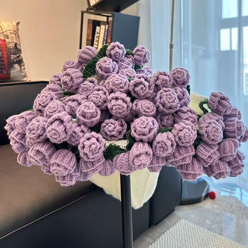 Handgestricktes Rosenstrauß-Kuscheldecke für Mädchen, Freunde, frisch Verheiratete - Perfektes praktisches Weihnachtsgeschenk