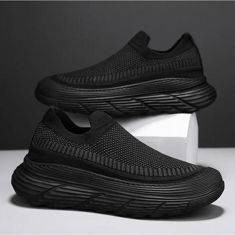 Men s Shoes 2025 Flyknit Mesh Breathable Sports Leisure Height Increase One Step Lazy Socks 42