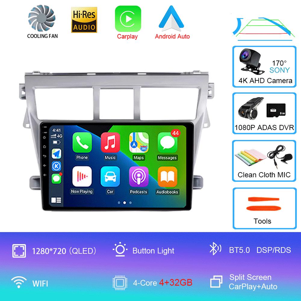 Android 14 For Toyota VIOS Yaris 2007 2008 2009 2010 - 2012 Car Radio GPS Carplay Multimedia Player Navigation Stereo Auto Audio